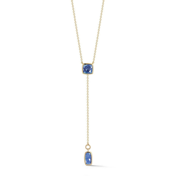 A & Furst - Gaia - Lariat Necklace with London Blue Topaz, 18k Yellow Gold