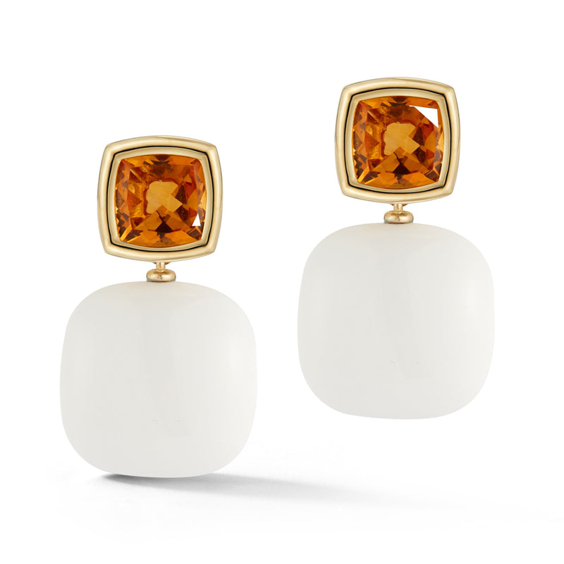 A & Furst - Gaia - Drop Earrings with Citrine and White Agate, 18k Yellow Gold