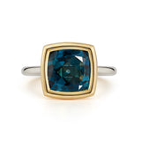 A & Furst - Gaia - Medium Stackable Ring with London Blue Topaz, Platinum, 18k Yellow Gold
