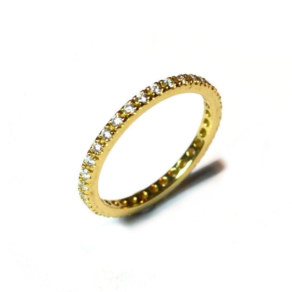 A & Furst - France Eternity Band Ring with Peridot, French-set, 18k Yellow Gold.