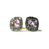 A & Furst - Dynamite - Double Stones Ring with Rose de France and Brown Diamonds, 18k Yellow Gold