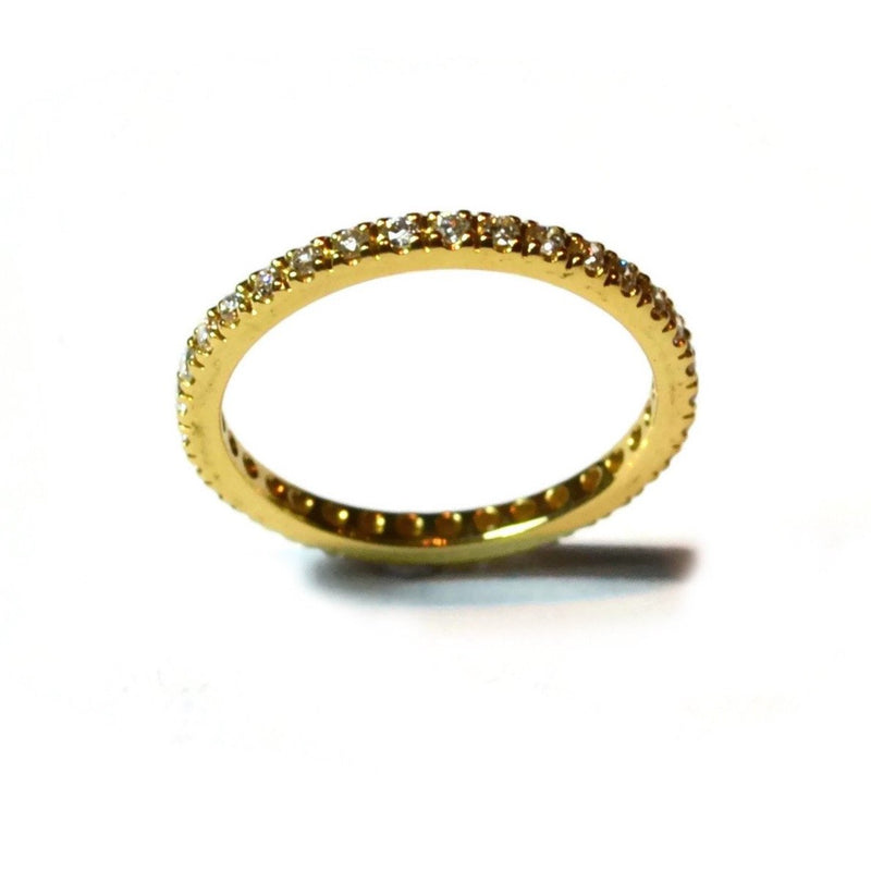 France Eternity Band Ring with Peridot, French-set, 18k Yellow Gold.