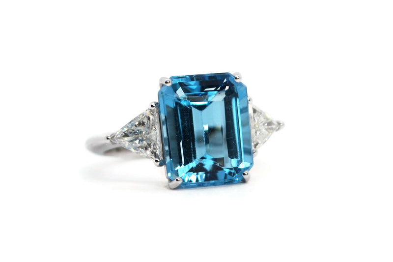 A & Furst - One of a Kind Ring with Blue Topaz and Diamonds, 18k White Gold