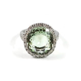 Le Grand Magnifique - Ring with Green Amethyst (Prasiolite) and Diamonds, 18k White Gold