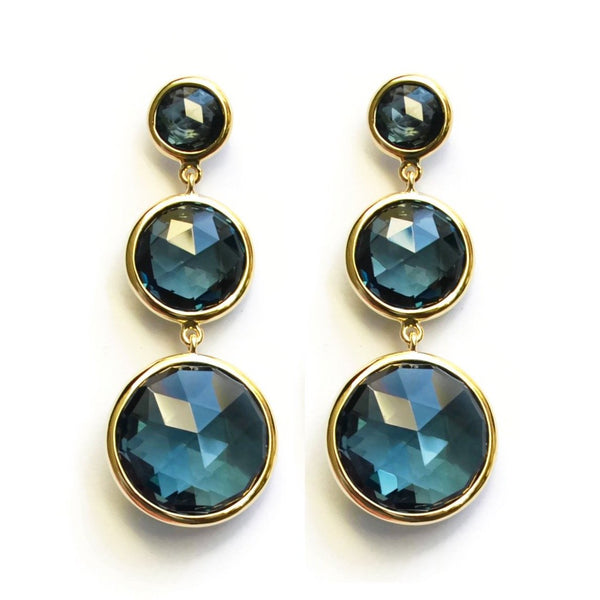 Jicky - Drop Earrings with London Blue Topaz, 18k Yellow Gold