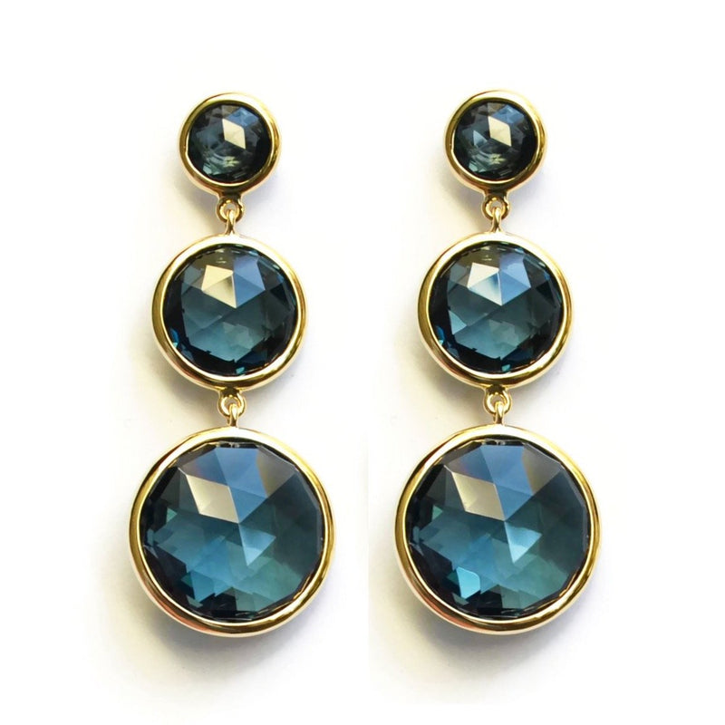 Jicky - Drop Earrings with London Blue Topaz, 18k Yellow Gold