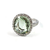 Le Grand Magnifique - Ring with Green Amethyst (Prasiolite) and Diamonds, 18k White Gold