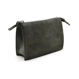 A & Furst - Large Pouch - Handbag, Storm Grey Color Suede Leather