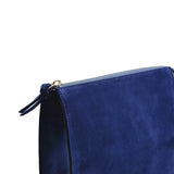 Medium Pouch - Handbag, Pacific Blue Color Suede Leather