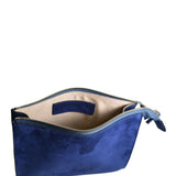 Medium Pouch - Handbag, Pacific Blue Color Suede Leather