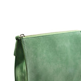 A & Furst - Medium Pouch - Handbag, Mist Green Color Suede Leather