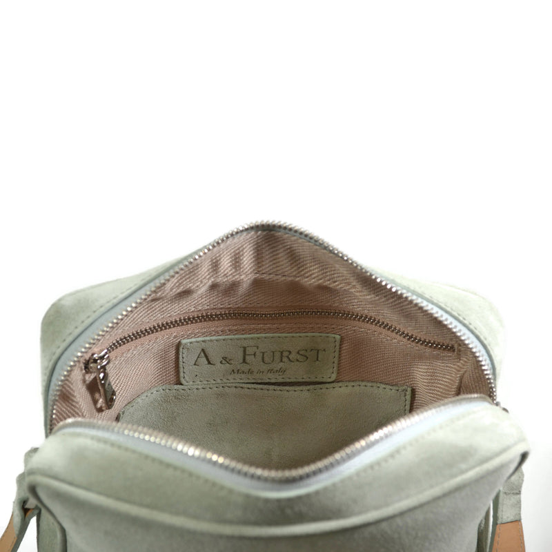 A & Furst - Medium Crossbody - Handbag, Everest Green Color Suede Leather