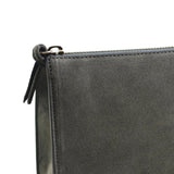A & Furst - Large Pouch - Handbag, Storm Grey Color Suede Leather