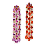 Nightlife - Mismatched Chandelier Earrings with Pink Sapphires, Orange Sapphires and Diamonds, 18k Yellow Gold