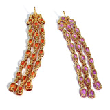 Nightlife - Mismatched Chandelier Earrings with Pink Sapphires, Orange Sapphires and Diamonds, 18k Yellow Gold