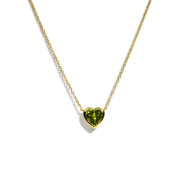A & Furst - Gaia - Heart Pendant Necklace with Peridot, 18k Yellow Gold