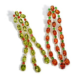 Nightlife - Mismatched Chandelier Earrings with Orange Sapphires, Peridot, Tsavorite and Diamonds, 18k Yellow Gold
