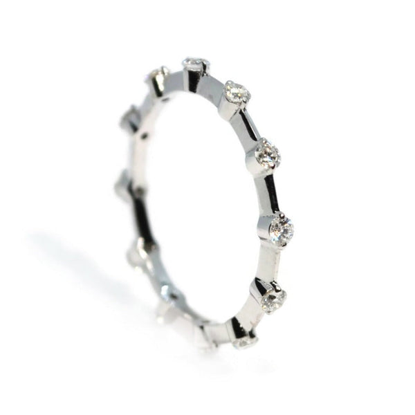 Band Ring with Diamonds, 18k White Gold