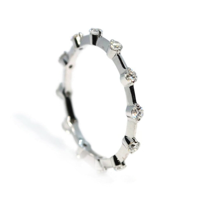 Band Ring with Diamonds, 18k White Gold