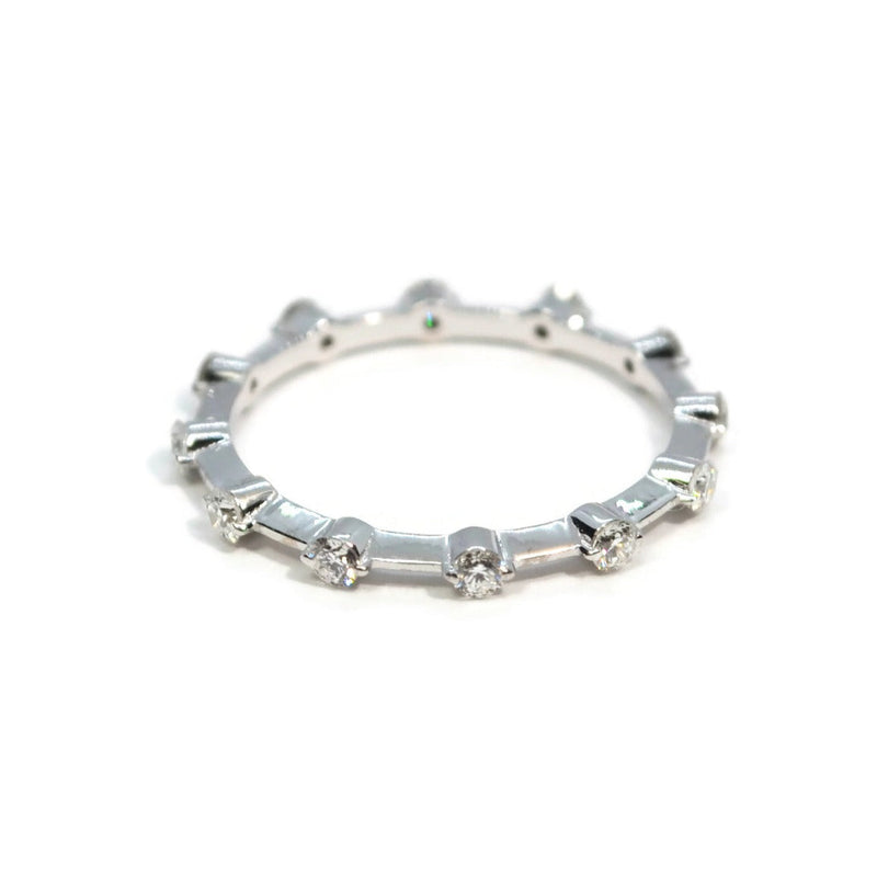 Band Ring with Diamonds, 18k White Gold