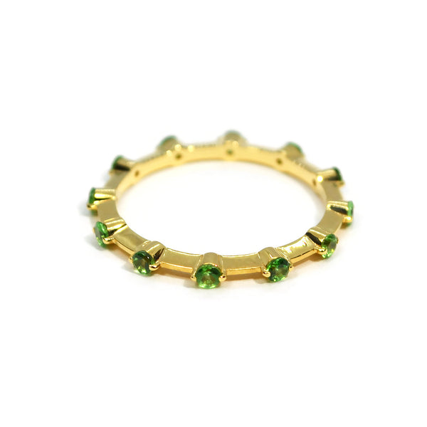 Band Ring with Tsavorite Garnet, 18k Yellow Gold