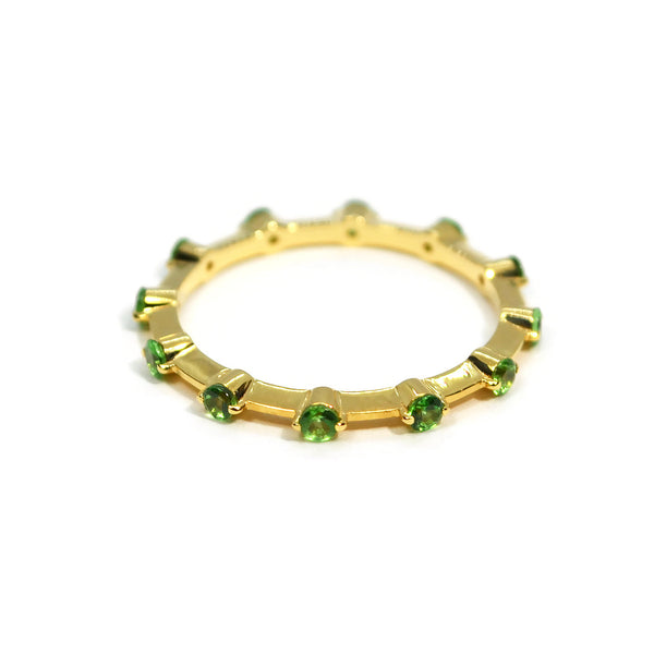 A & Furst - Band Ring with Tsavorite Garnet, 18k Yellow Gold