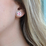 A & Furst - Dynamite - Stud Earrings with Pink Tourmaline and Diamonds, 18k White Gold