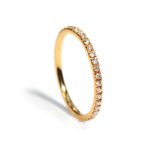 France - Eternity Band Ring with White Diamonds all around, 18k Rose Gold