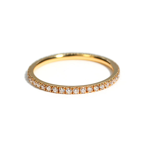 France - Eternity Band Ring with White Diamonds all around, 18k Rose Gold