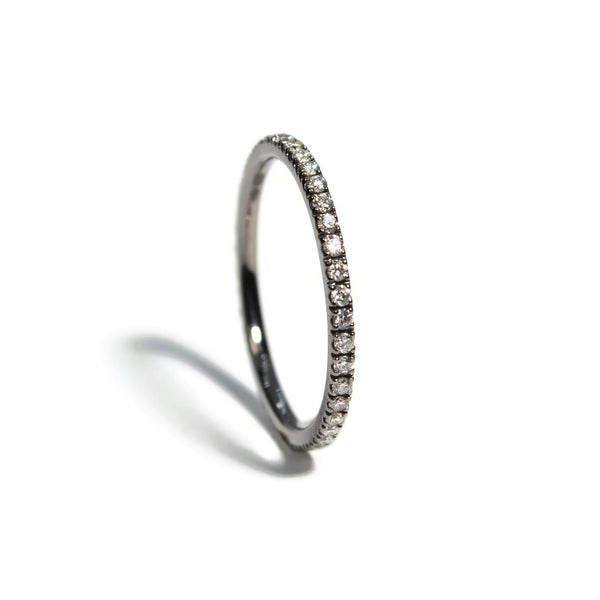 A & Furst - France - Eternity Band Ring with White Diamonds all around, Blackened 18k White Gold