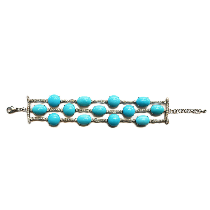 Les Bois - Bracelet with Turquoise and Diamonds, 18k White Gold