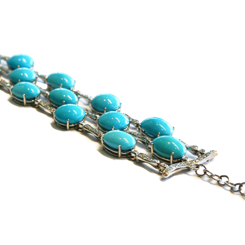 Les Bois - Bracelet with Turquoise and Diamonds, 18k White Gold