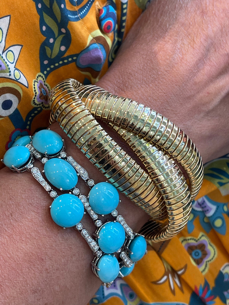 Les Bois - Bracelet with Turquoise and Diamonds, 18k White Gold