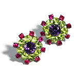 A & Furst - Pop - Earrings with Amethyst, Peridot and Rubies, 18k Blackened Gold