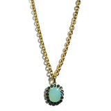 Sole - Pendant with Green Aqua Chalcedony and London Blue Topaz, 18k Yellow Gold