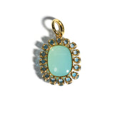Sole - Pendant with Green Aqua Chalcedony and London Blue Topaz, 18k Yellow Gold
