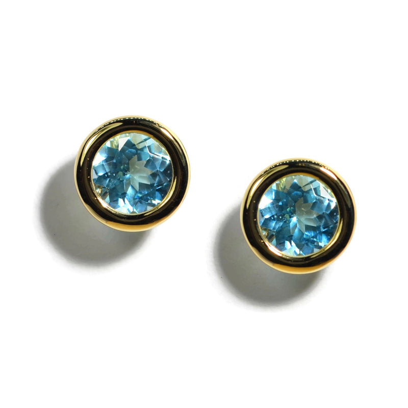 A & Furst - Gaia - Stud Earrings with Blue Topaz, 18k Yellow Gold
