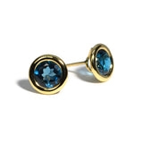 A & Furst - Gaia - Stud Earrings with London Blue Topaz, 18k Yellow Gold