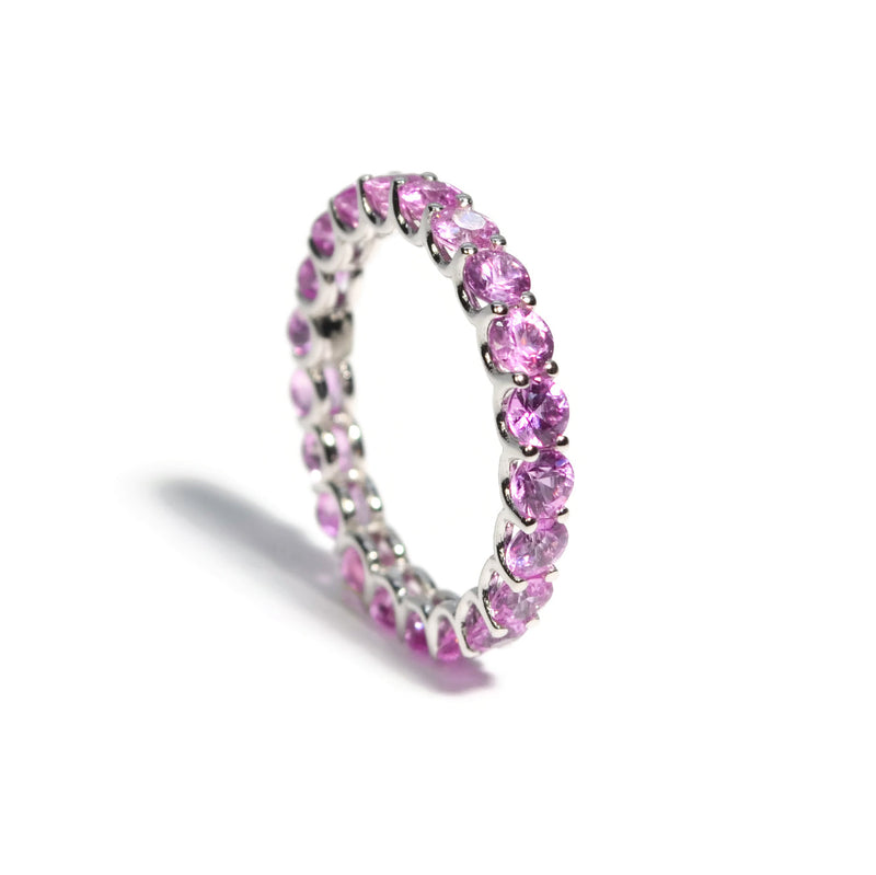 A & Furst - France - Eternity Band Ring with Pink Sapphires, 18k White Gold