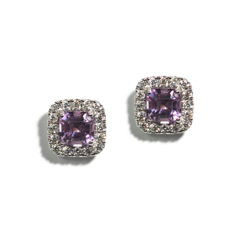A & Furst - Dynamite - Stud Earrings with Lavender Spinel and Diamonds, 18k White Gold