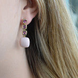 A & Furst - Gaia - Drop Earrings with Pink Tourmaline and Pink Opal, 18k Yellow Gold