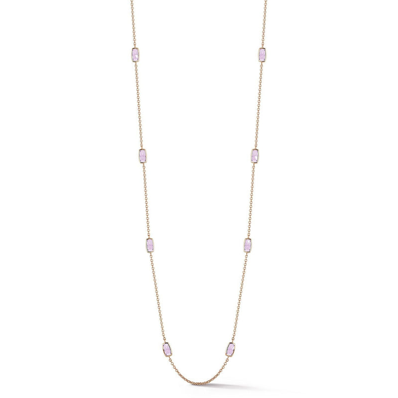 Gaia - Station Necklace with Rose de France, 18k Rose Gold