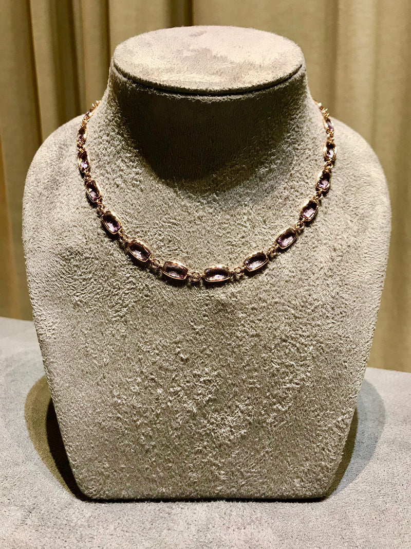 Gaia - Necklace with Rose de France, 18k Rose Gold