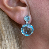 Bouquet - Drop Earrings with Sky Blue Topaz and Diamonds, 18k White Gold