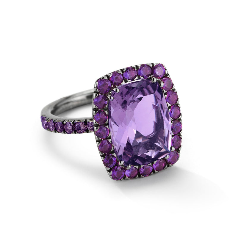 Buy Natural Amethyst Diamond Cocktail Ring Purple Oval Shape Rose Cut Halo  Statement Big Gemstone Ring 15575-AM Online in India - Etsy