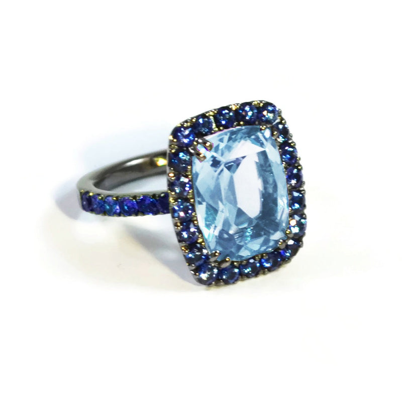 A-FURST-DYNAMITE-COCKTAIL-RING-BLUE-TOPAZ-BLUE-SAPPHIRES-BLACKENED-GOLD-A1301NU44
