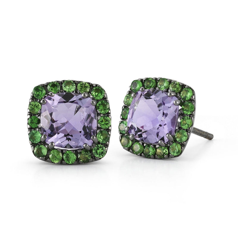 A-FURST-DYNAMITE-STUD-EARRINGS-AMETHYST-TSAVORITE-BLACKENED-GOLD-O1321NATS