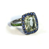 A-FURST-DYNAMITE-COCKTAIL-RING-PRASIOLITE-BLUE-SAPPHIRES-TSAVORITE-BLACKENED-GOLD- A1301NP4TS