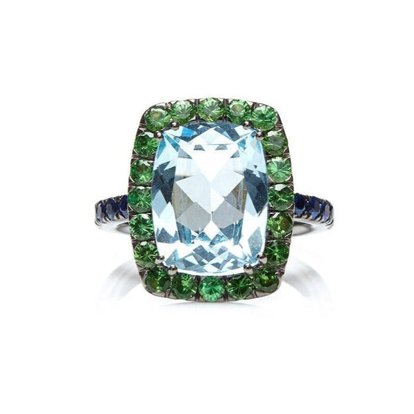 A-FURST-DYNAMITE-COCKTAIL-RING-PRASIOLITE-BLUE-SAPPHIRES-TSAVORITE-BLACKENED-GOLD-A1301NP4TS