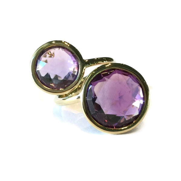 Jicky - "Toi et Moi" Ring with Amethyst, 18k Yellow Gold
